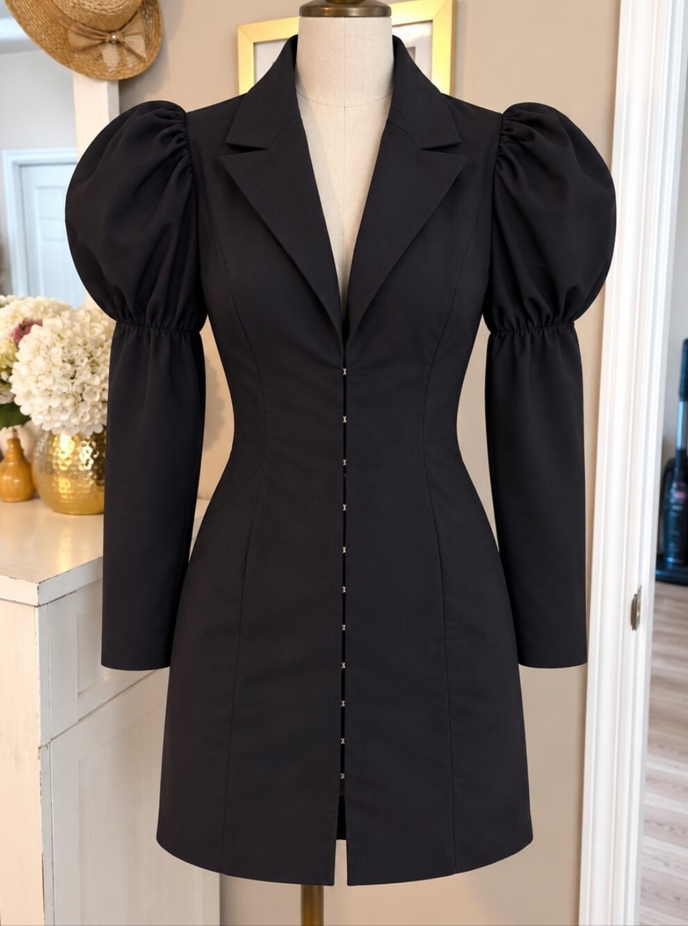 Nasty Gal Collection Black Puff Sleeve Blazer Mini Dress Size 10 - Picture 10 of 10